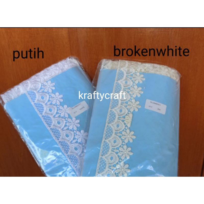 Renda tile bunga bordir rajut brokat gyper / giper katun baju mukena kebaya meteran harga 1 ROLL