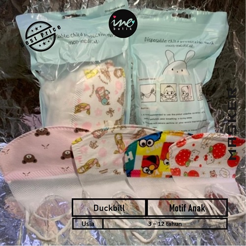 MASKER DUCKBILL ANAK 3PLY GAMBAR MOTIF ISI 20