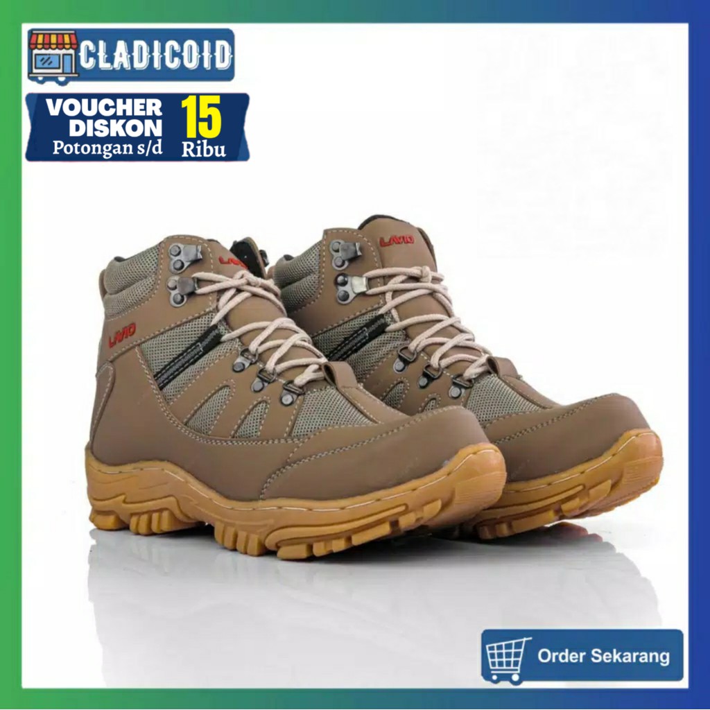 Sepatu Safety Boots Pria Ujung Besi Outdoor, Proyek, Kerja Lapangan, Touring, Hiking, Hitam, Coklat