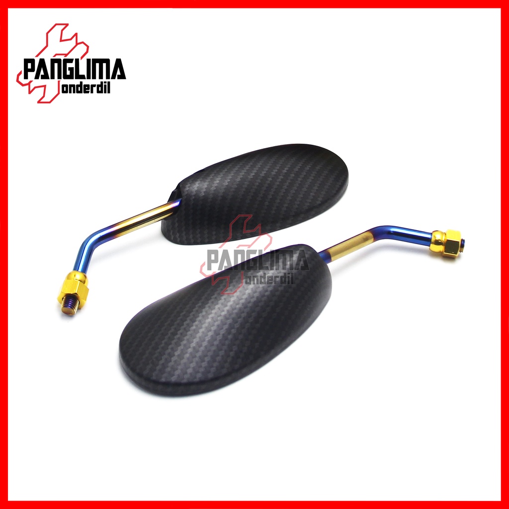 Spion Mini Model Satria FU Satria FU 150 Carbon-Karbon Twotone Drat Honda &amp; Yamaha Spion-Sepion-Kaca Mini-Kecil Besi Set Variasi Beat-Vario-Mio-Grand