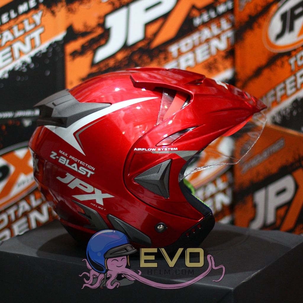 HELM JPX HALFFACE_JPX Z-BLAST - RED SCARLET GLOSS ( ONGKIR 2KG) JPX HALFFACE JPX SEMICROSS JPX ZBLAST MAROON RED