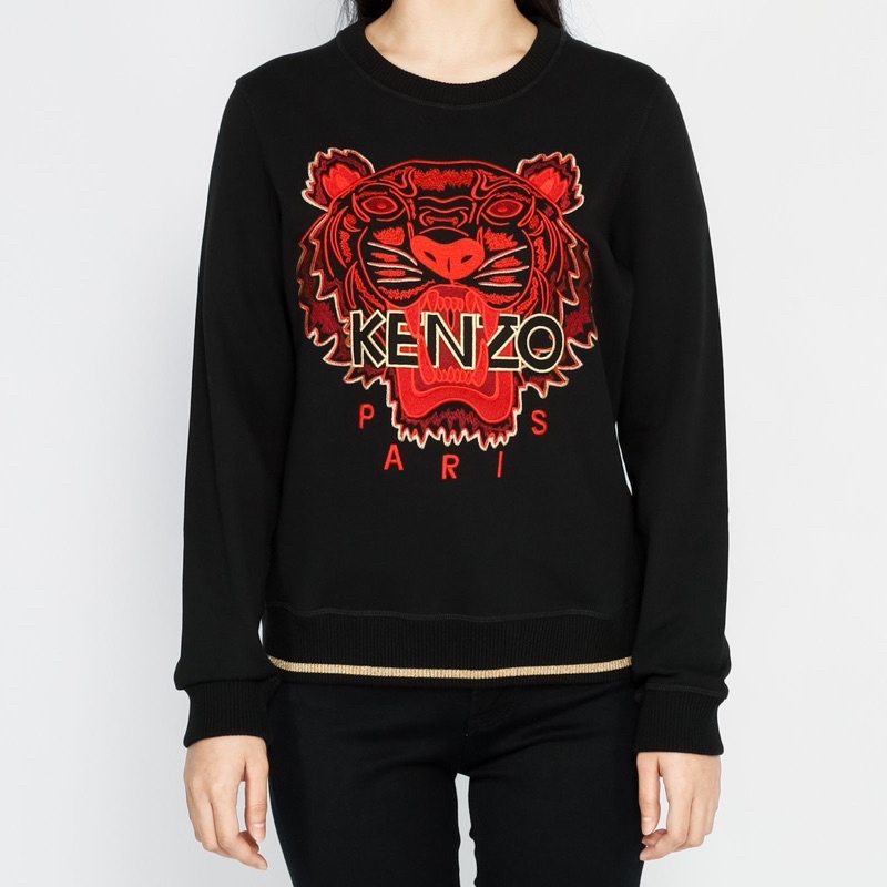 Ken. Tiger Crewneck Black Red Gold Strip