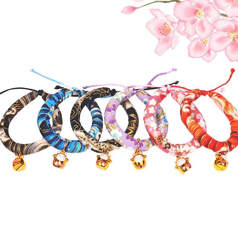 Kalung Kucing Anjing Motif Jepang Pet Cat Dog Collar Japanese Flower