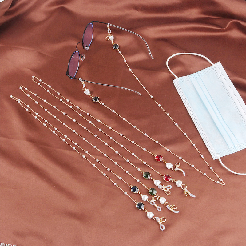 Glasses Chain Hanging Neck Mask Anti-lost Rope Dual-use Gemstone Pearl Mask Lanyard 70cm