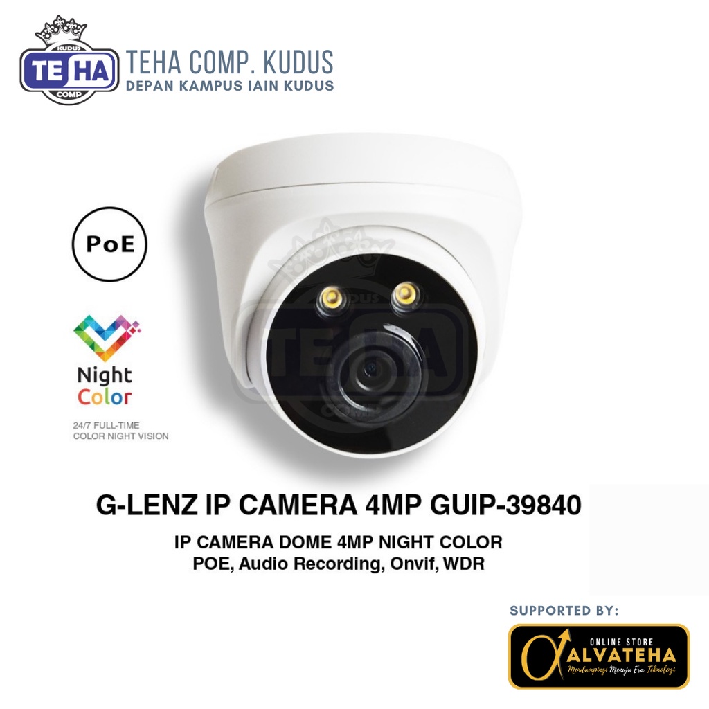 IP Camera CCTV HD 4MP GLENZ POE Full Night Color CCTV IP Cam FullColor
