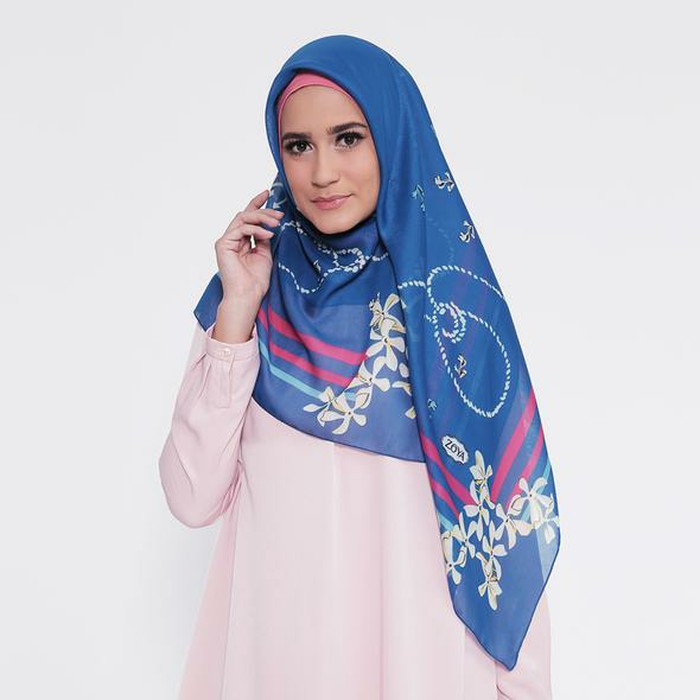 Hijab Kerudung Segi Empat INDIGO Scarf ZOYA Original
