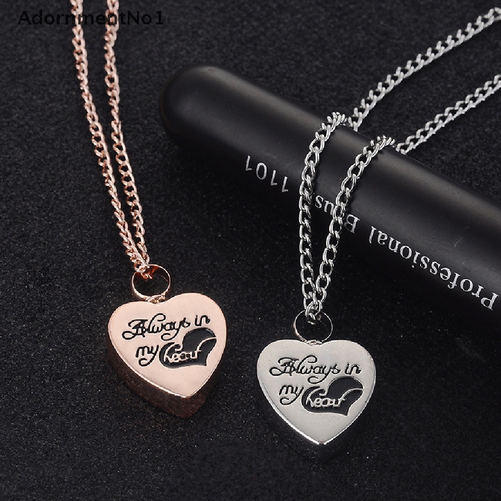 (AdornmentNo1) Kalung Rantai Dengan Liontin Hati Motif Tulisan Always In My Heart Untuk Abu Kremasi