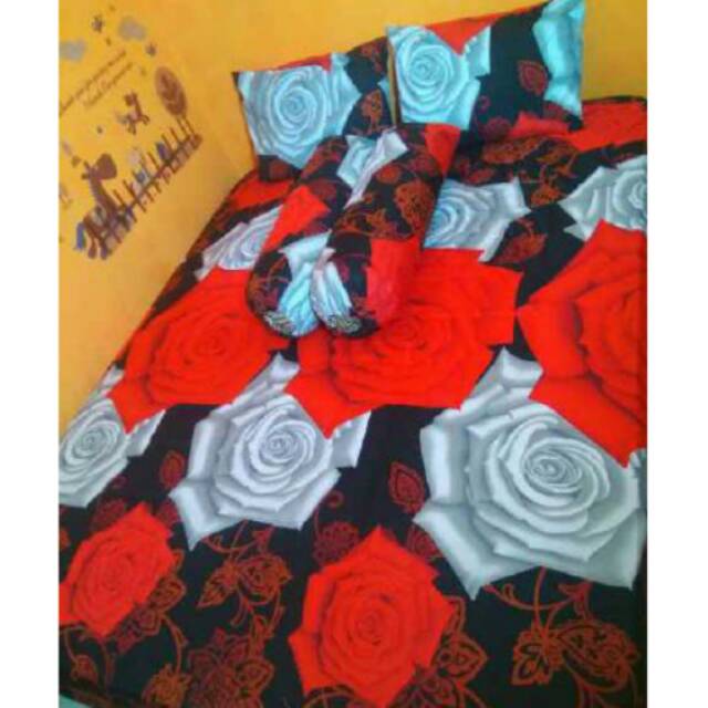 Sprei Homemade Motif Mawar Merah Hitam