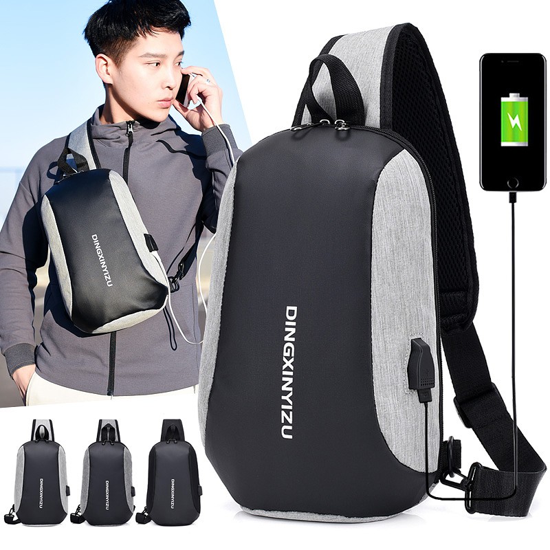 Tas Selempang Dingxinyizu DX1904 Sling Bag Cowok Chest Crossbody USB