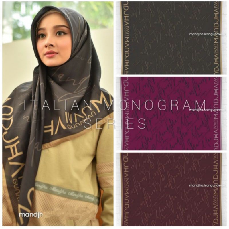 IVAN GUNAWAN MANDJHA ITALIAN MONOGRAM Brown,Ready Juga Italian Monogram FUSCIA RED WINE HIJAB, Itali