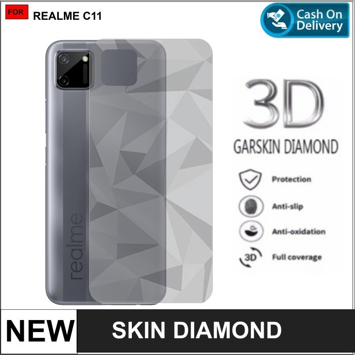 Skin Carbon Realme C11 / C12 / C15 Skin Diamond Belakang Handphone