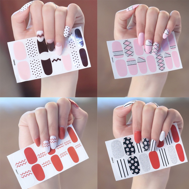 1 Lembar Stiker Kuku Full Cover Seri Glitter Sequins Untuk Dekorasi Pesta