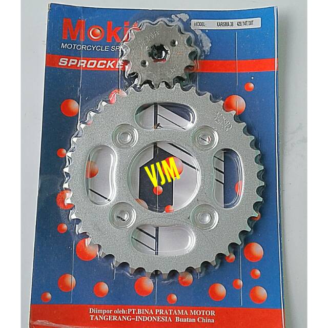 GEAR GIR DEPAN BELAKANG SUPRA FIT NEW KARISMA SUPRA X125 REVO BLADE 38T - 14T - 428