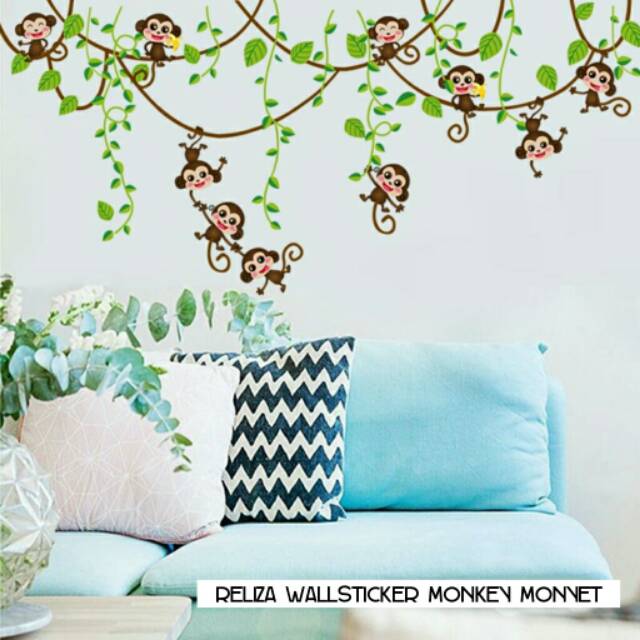 RELIZA WALL STICKER MONKEY MONYET GLANTUNGAN ANAK KIDS STIKER DINDING AY7247