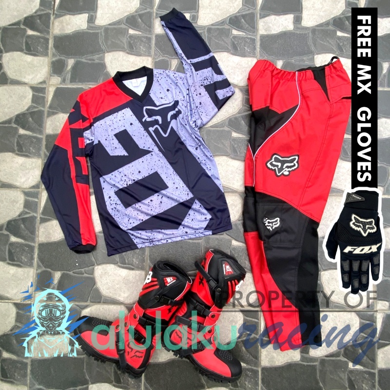 Jersey, Celana, Sarung Tangan &amp; Sepatu SV Fullset MX Trail Motocross - Paket Bundling FOCTSV100303-F41