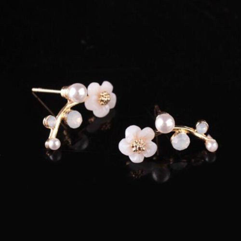 Solighter Bunga Telinga Pejantan Hadiah Fashion Perhiasan Pesta Wanita Gadis Sederhana Shell Stud Earrings