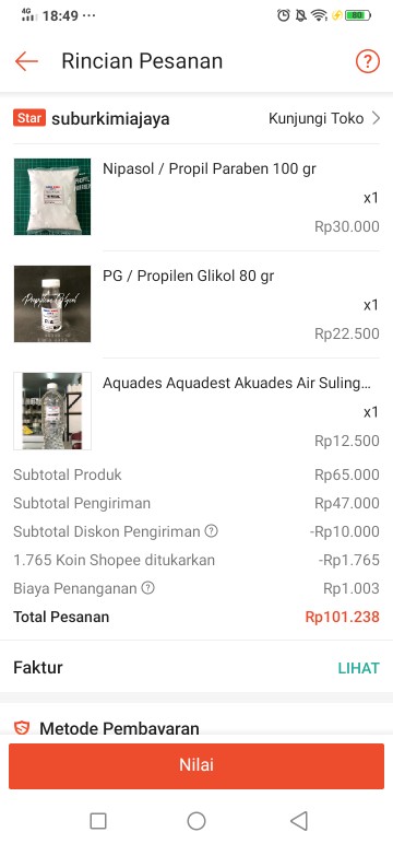 Aquades Aquadest Akuades Air Suling Destilasi Murni 1 L