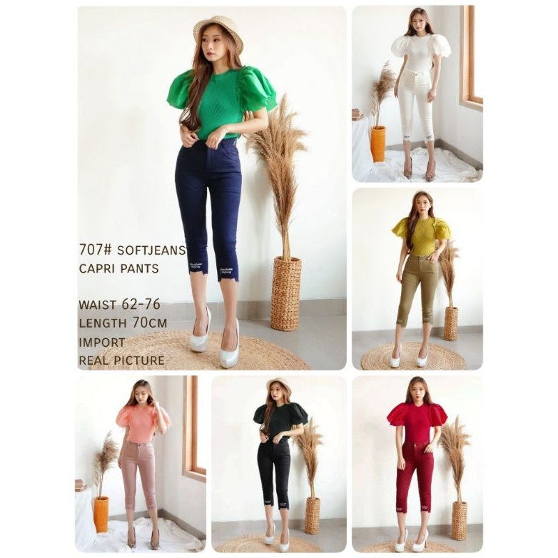 MDLV ~ BM 707 SOFTJEANS CAPRI PANT // CELANA JEANS // FASHION IMPORT WANITA