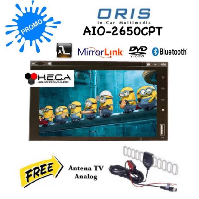 Head Unit Double din ORIS AIO-2650CPT-HRS Tape Mobil AIO-2650CPT HRS TV Mirrorlink AIO-2650 Autolink