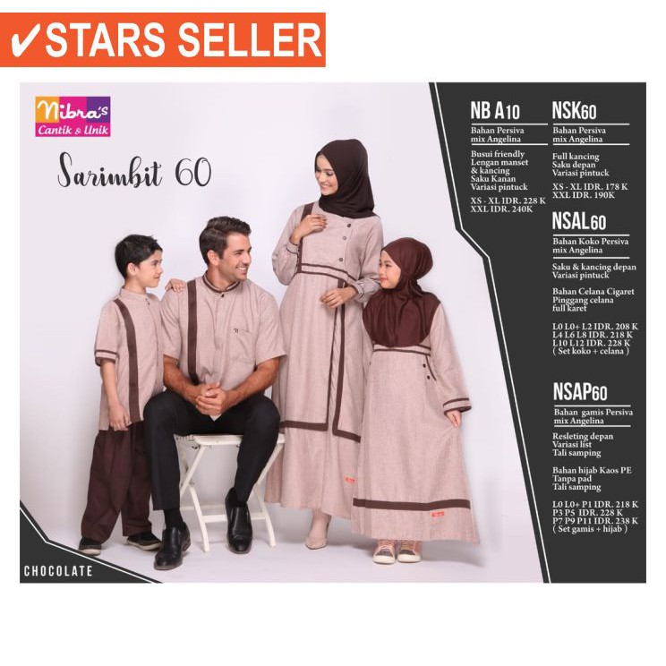 SEMARANG SOLO JOGJA YOGYAKARTA TANGERANG BALI KALIMANTAN / NIBRAS SARIMBIT 60 COKLAT/GAMIS IBU NB