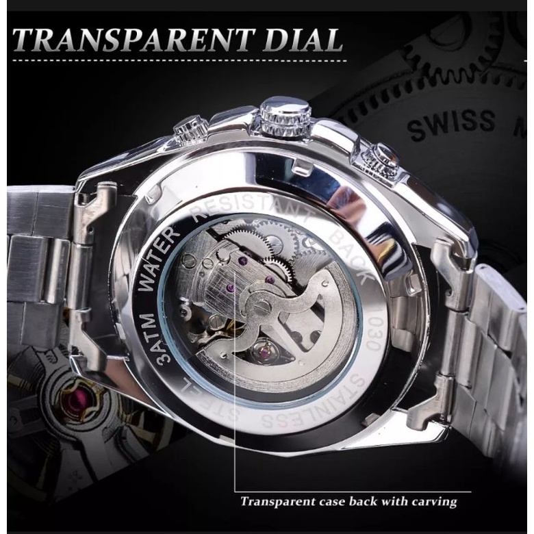 Jam Tangan Pria Original Otomatis Mekanik Forsining Sporty Bisnis Silver Blue