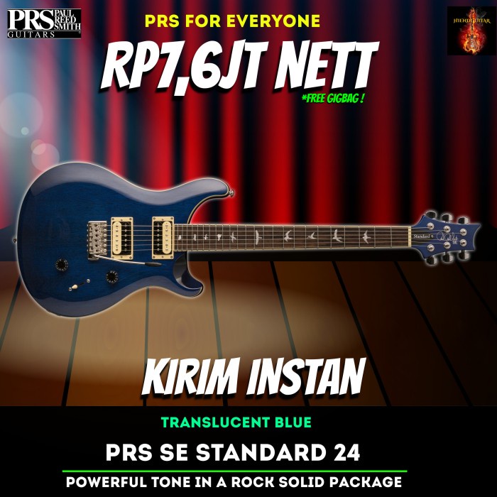 {AudioStore} PRS SE Standard 24 - Translucent Blue 2020 Electric guitar Diskon