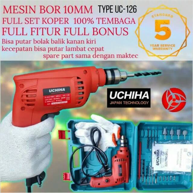 mesin bor tangan 10mm UCHIHA model maktec