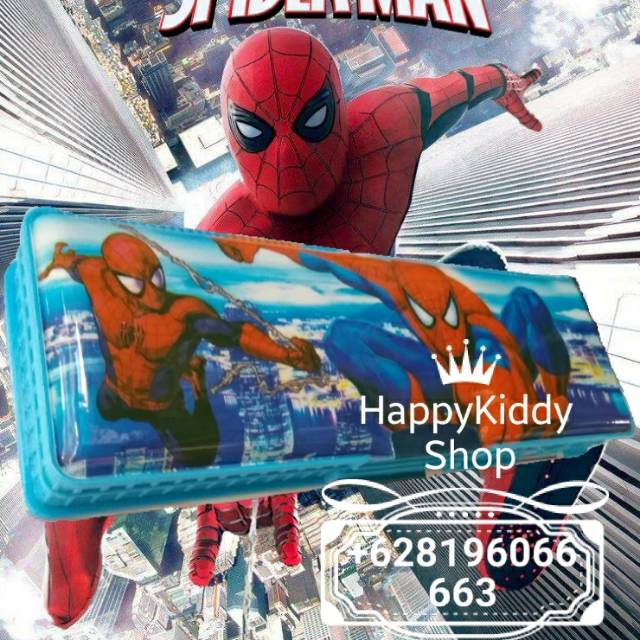 

Kotak Pencil Spiderman Hologram+Kalkulator+rautan pensil+kontener depan belakang