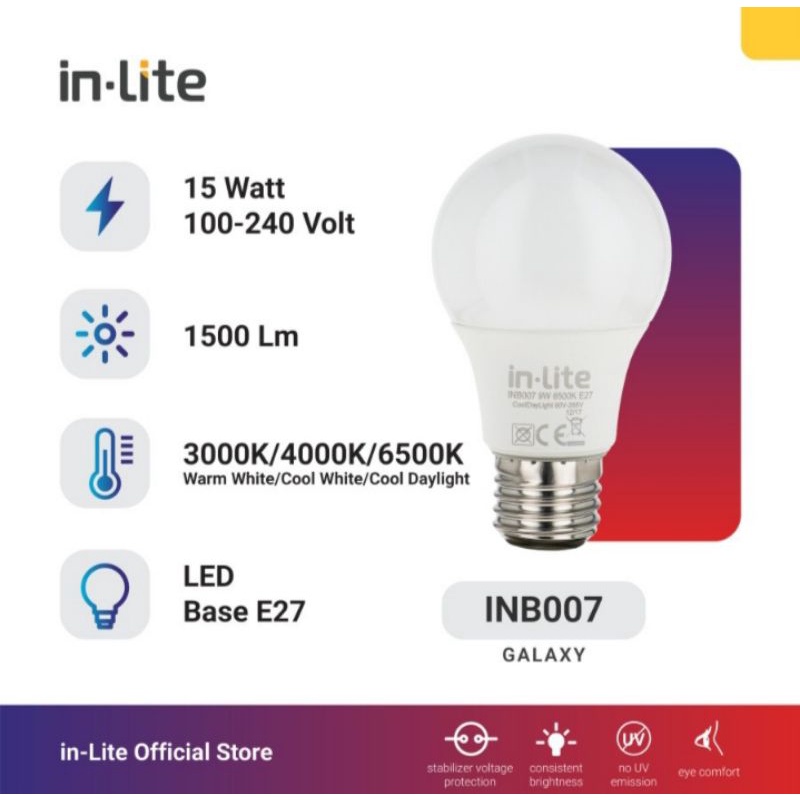 Lampu Inlite 15 watt / INB007 PUTIH