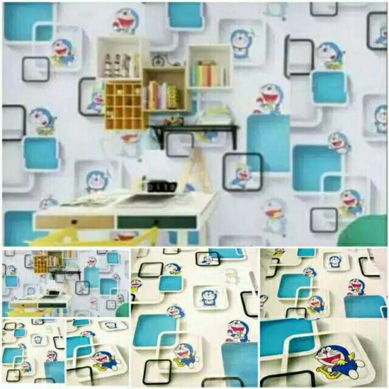 WALPAPER DIDING DORAEMON 3D UKURAN 45X10 METER