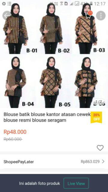 Blouse Kantor Batik Atasan Cewek Seragam