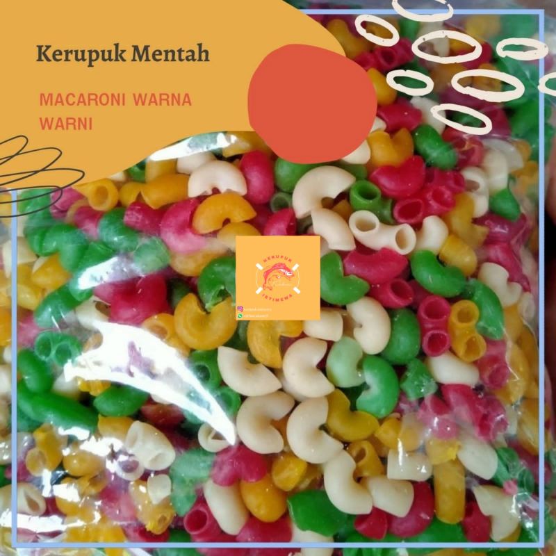 

1 KG KERUPUK MACARONI WARNA WARNI / KERUPUK MENTAH / KERUPUK GORENG 1 KG / SEBLAK