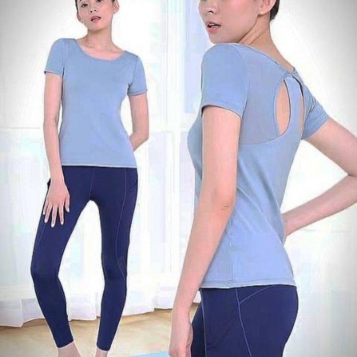 Vd61 Kaos T-Shirt Mesh Jaring Transparan Sport Olahraga Senam Wanita T093 - Hitam, L C504C