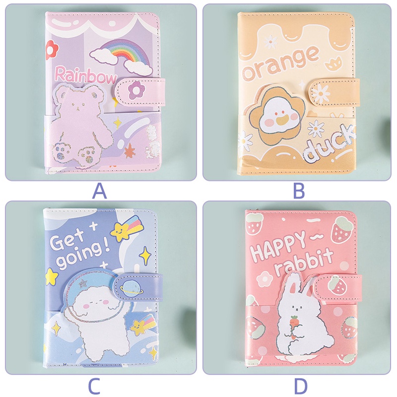 100 Lembar Buku Notebook / Catatan Cover Kulit Motif Kartun Lucu Kreatif Dengan Gesper Magnetik