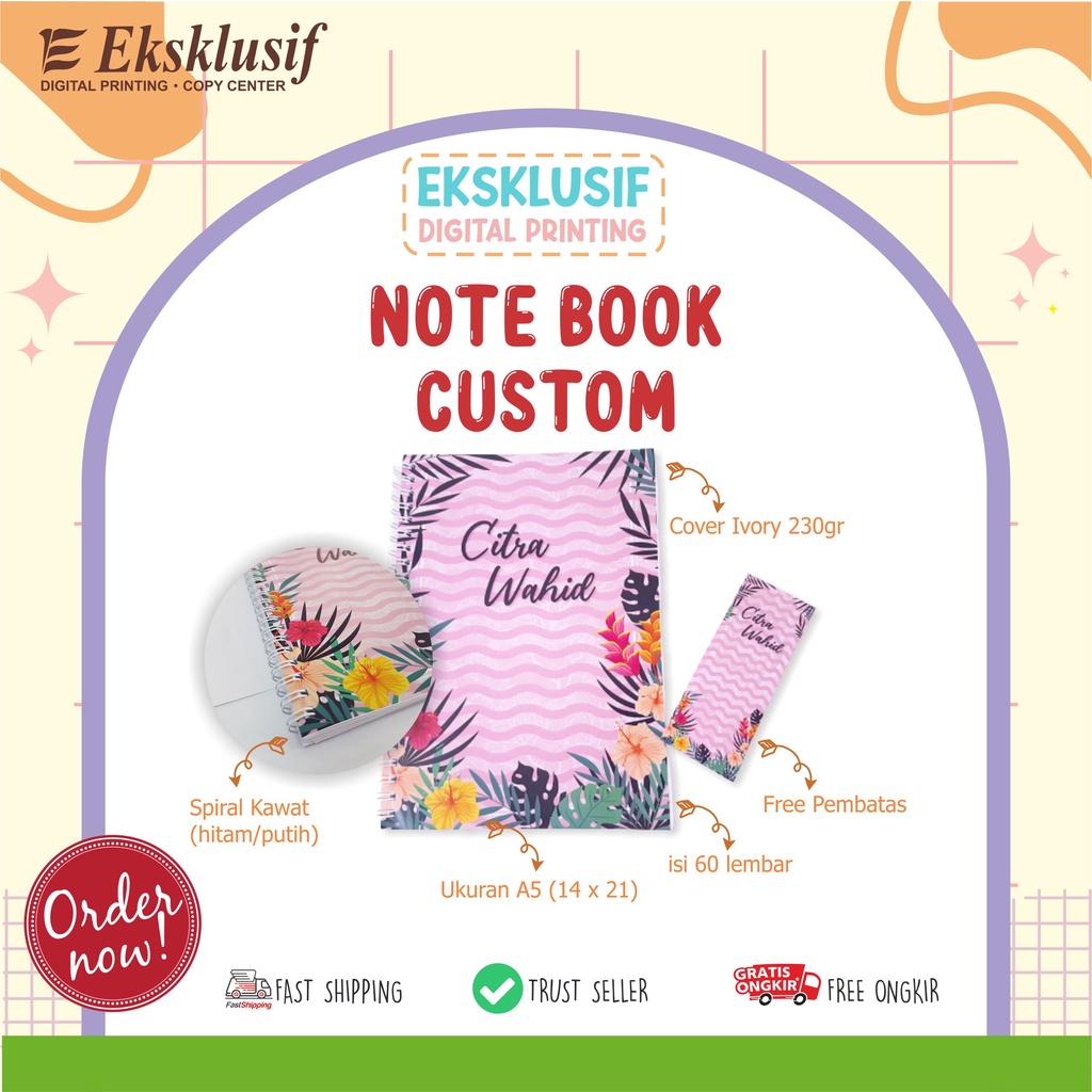 

Notebook A5 Custom Isi 60 Lembar / Notebook Journal A5 / Buku Catatan A5