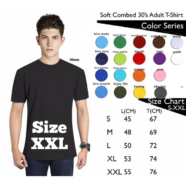 Baju Kaos Polos SoftCombed 30s Unisex Lengan Pendek Sixe XXL Distro Tshirt Oblong Cewek Cowok