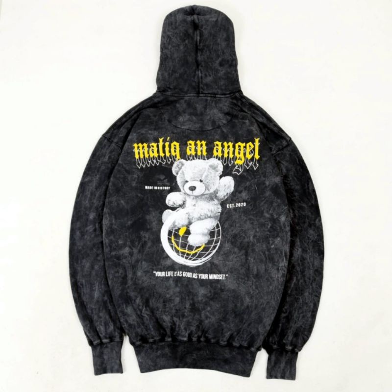 READY!!!SWEATER HOODIE SANDWASH M.A.A MALIK ANGEL BEAR FULLTAG &amp; LEBEL PREMIUM