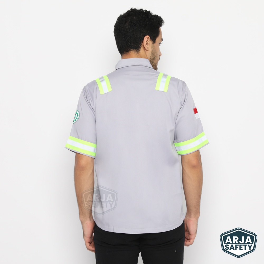 ARJA SAFETY [ FREE LOGO SAFETY &amp; BENDERA ] Kemeja Safety Lengan Pendek, Baju Proyek, Baju Safety, Baju Lapangan, Wearpack Atasan, Wearpack Atasan Lengan Pendek