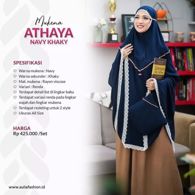 MUKENA JUMBO 2 IN 1 KEKINIAN AULIA FASHION "MUKENA ATHAYA NAVY" BAHAN ADEM BIGSIZE