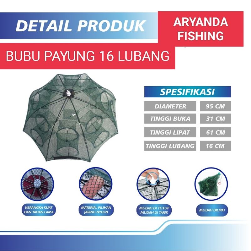 bubu payung 16 lubang / perangkap ikan / perangkap udang