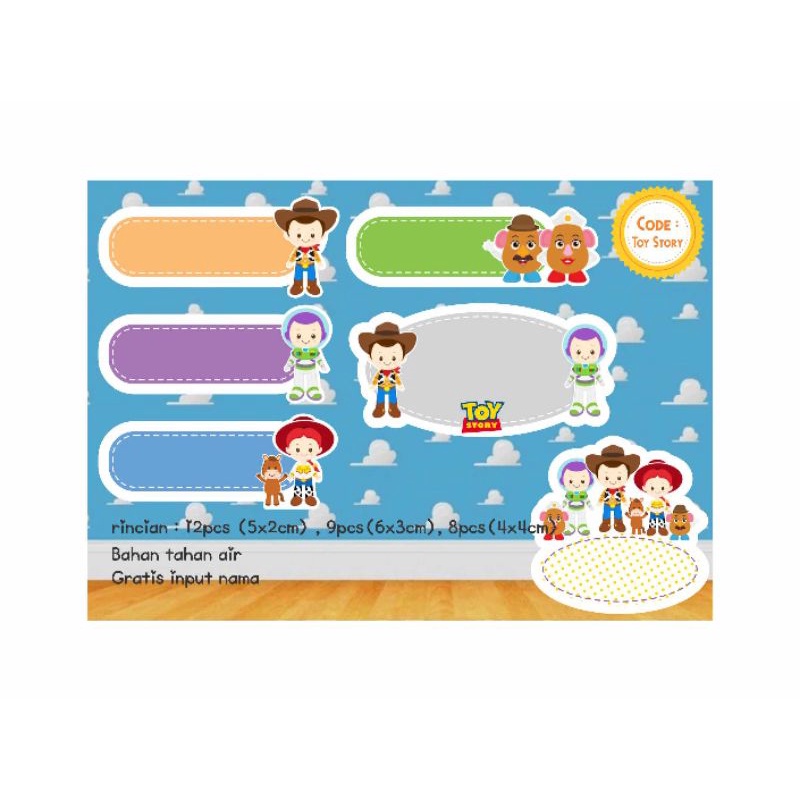 

STICKER LABEL NAMA CUSTOM character TOYSTRORY