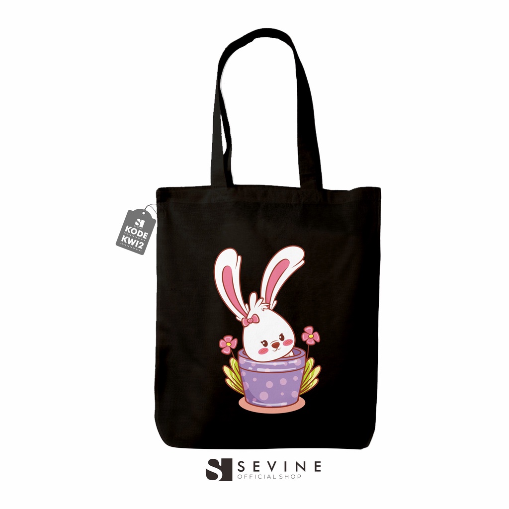 Sevine Tas Wanita Totebag Tote Bag Resleting Kawai Black Series Hitam - KWI2