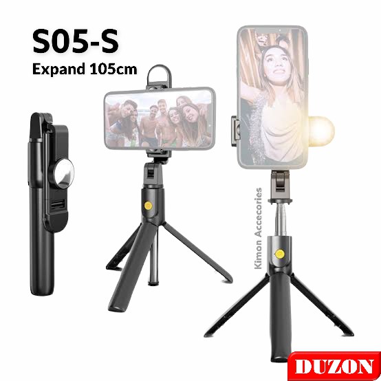 TRIPOD S05S K10S TONGSIS LED BLUETOOTH SELFIE STICK TIKTOK 105CM