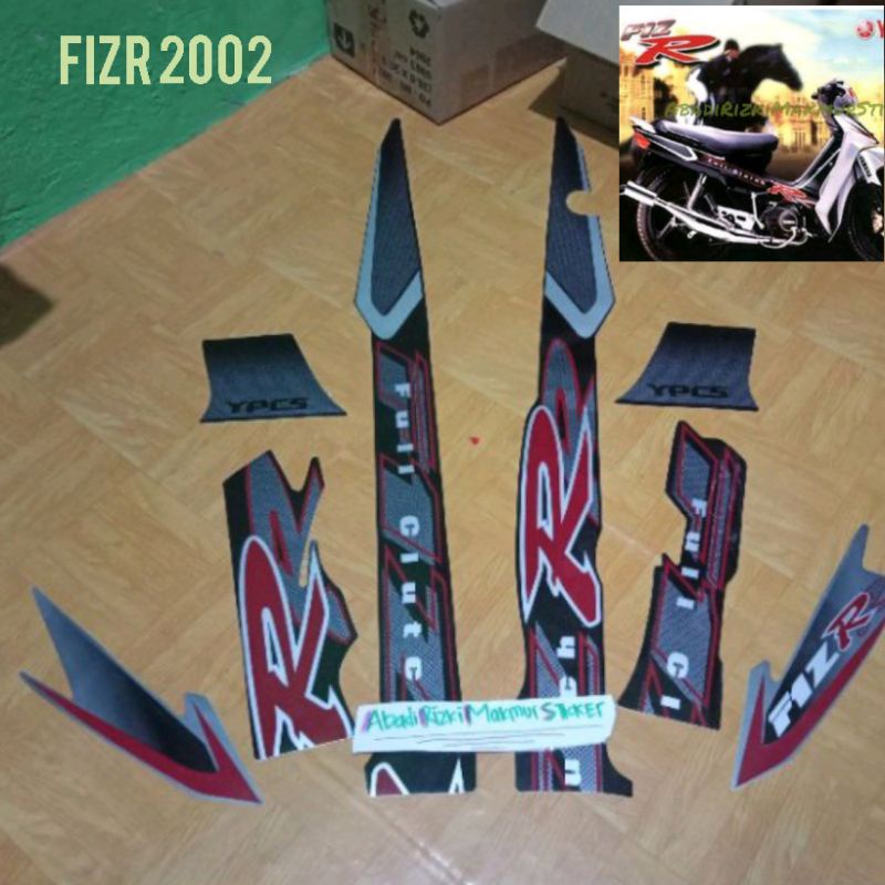 Lis stiker Striping Yamaha Fizr Hitam silver 2002 full set kualitas seperti Ori