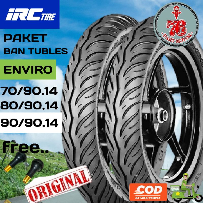 PAKET BAN TUBELES IRC ENVIRO (70/90.14+80/90.14 DAN 80/90.14+90/90.14) FREE PENTIL