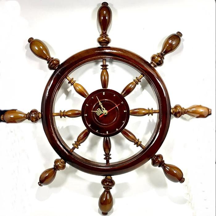 Jam Dinding Hiasan Kayu Jati Model Nahkoda Ukuran Besar