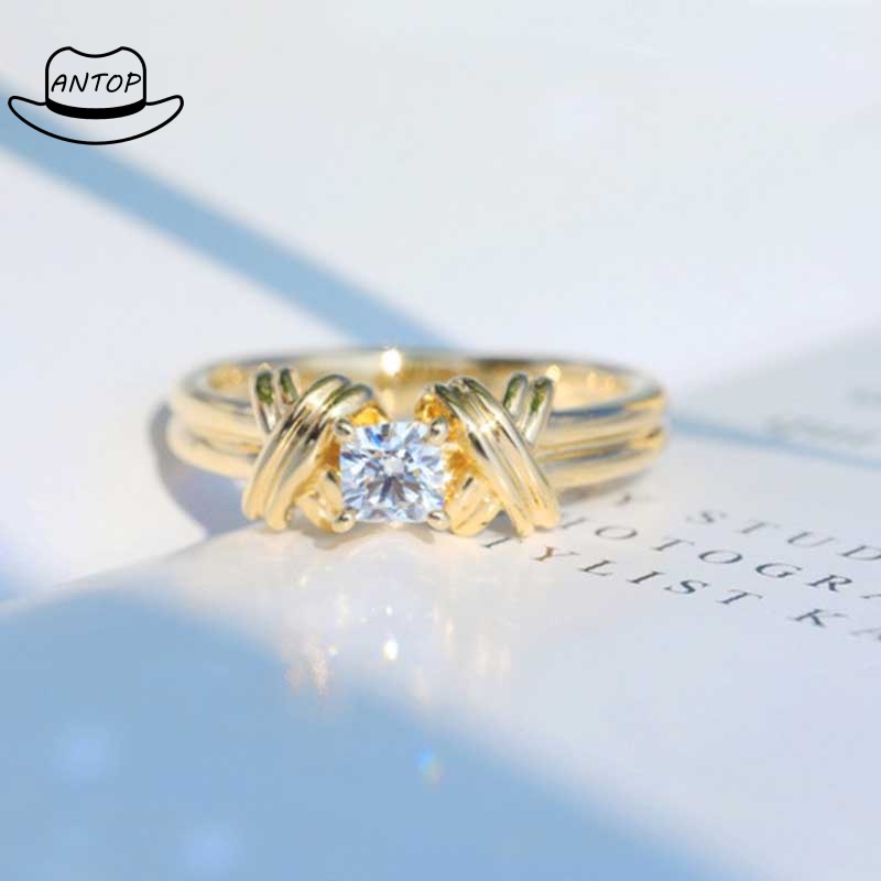 Baru Eropa Dan Amerika Retro Kristal Cincin Berlian Cincin Titanium Perhiasan Fashion ANTOP