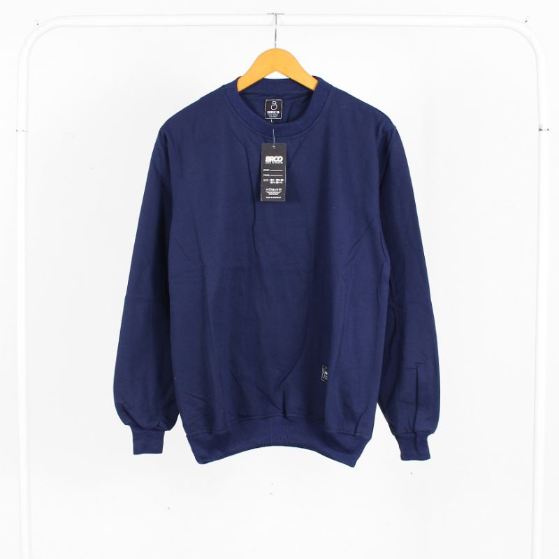 BRCO Crewneck Sweater Pria Wanita Sweatsirt Polos Navy