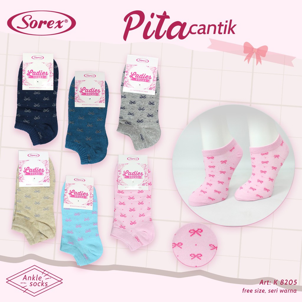 Sorex Kaos Kaki Wanita Ankle Socks Pita Cantik Semata Kaki Freesize K 8205