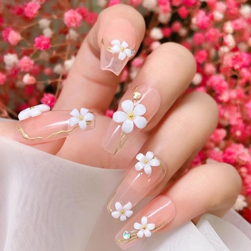 6 Grid / Kotak Stiker Kuku 3D Bentuk Kelopak Bunga Dapat Berubah Warna Untuk Dekorasi Nail Art